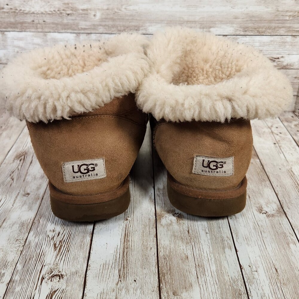 UGG Bailey Button Women's 9 Shoes Brown Tan Suede Comfort Shearling Boots 3352 - Picture 3 of 12